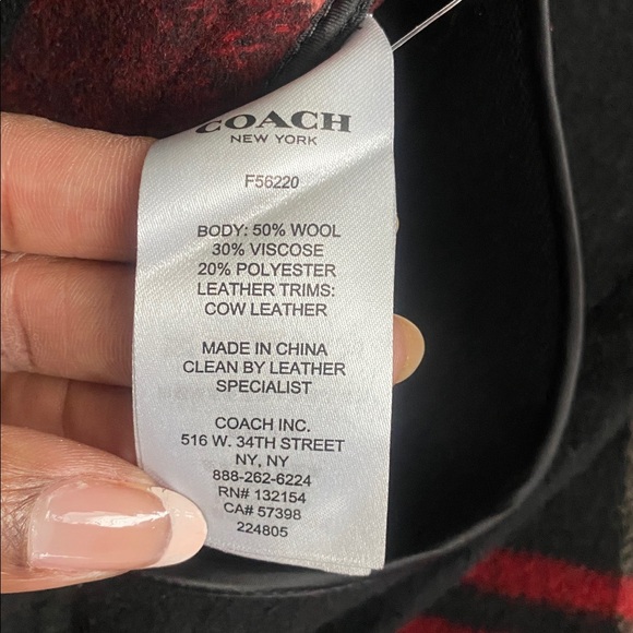Coach Black and Plaid Wool Poncho Cape M/L - Picture 4 of 5